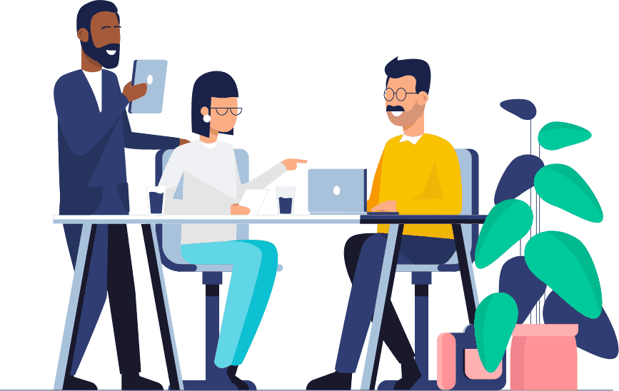 Clip-art of workers collaboratively working